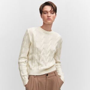 NWT Mango Cable-Knit Sweater White